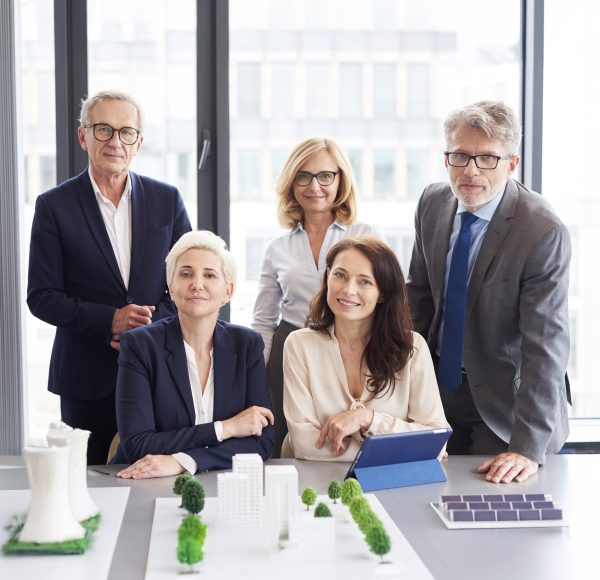 Team of architects during business meeting